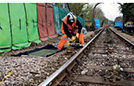 Noise protection barrier on train line